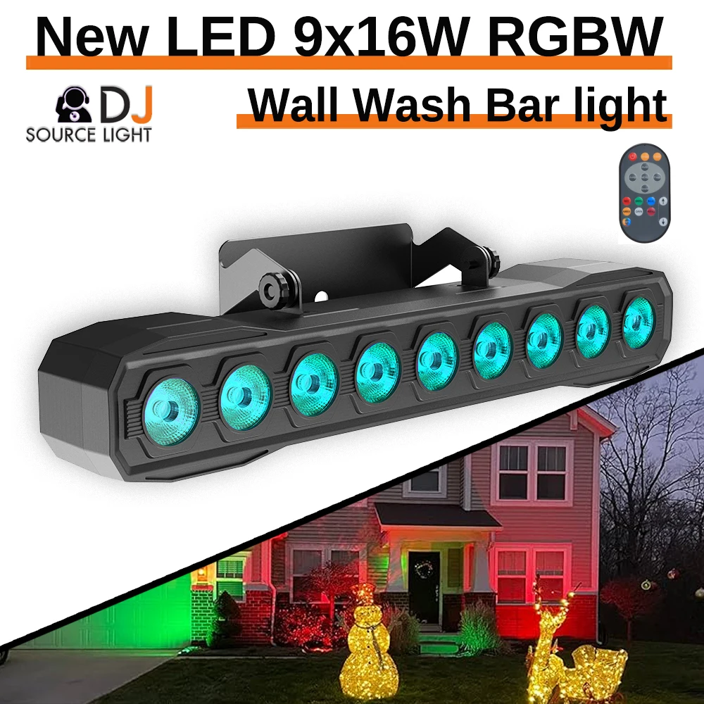 LED Stage Wall Wash Bar Light 9x16W RGBW Stage Light Support DMX Sound Control Flash Strobe effect Dj Light Bar for Indoor Disco