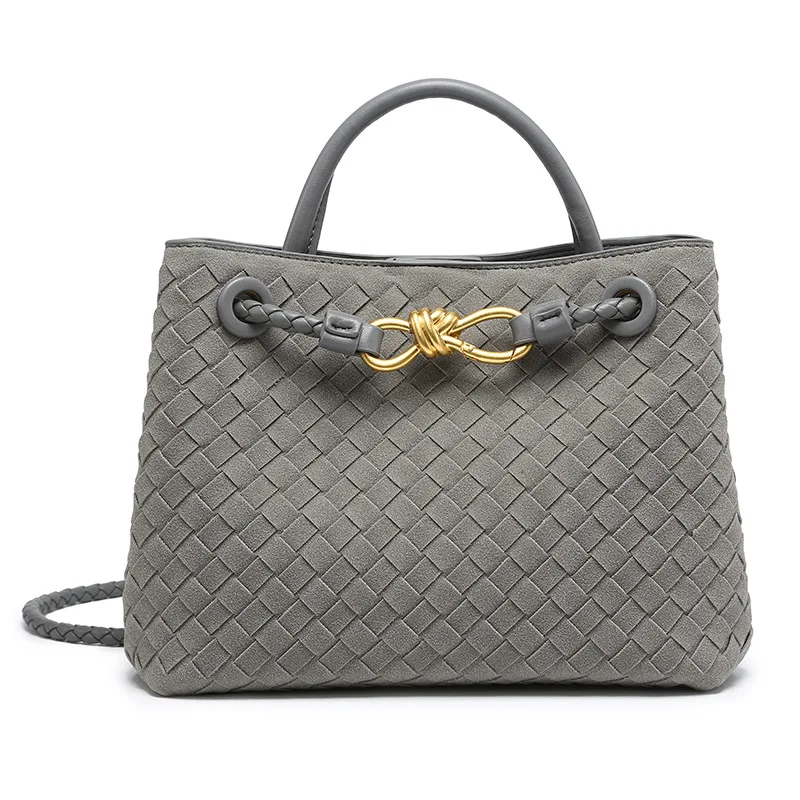 

New matte woven bag handbag metal butterfly buckle tote bag messenger women's bag