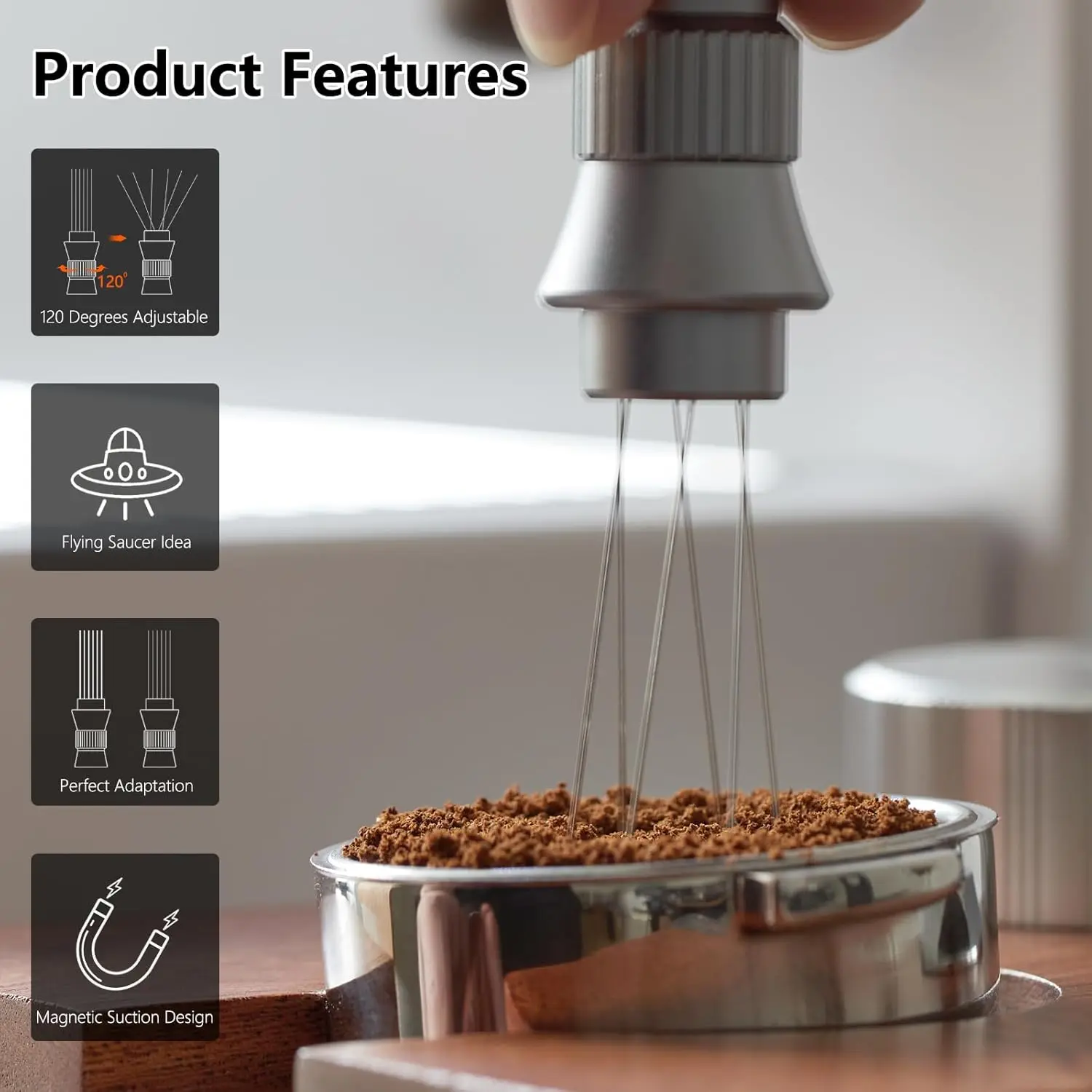 أدوات IKAPE Espresso WDT، محرك إسبرسو قابل للتعديل، أداة توزيع الإسبريسو مع حامل مغناطيسي، ملحقات القهوة