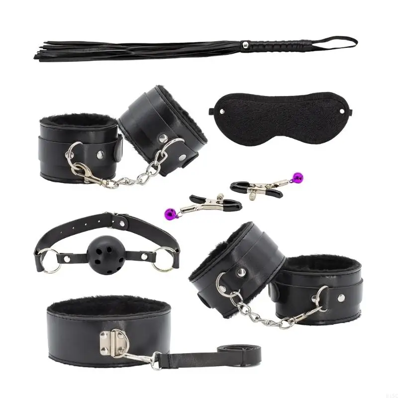 BDSM Bondage Restraint Set Sex Ankle Cuffs Flogger Whips Eyemask Mouth Gag Sex for Adults S&for M Sex Gam