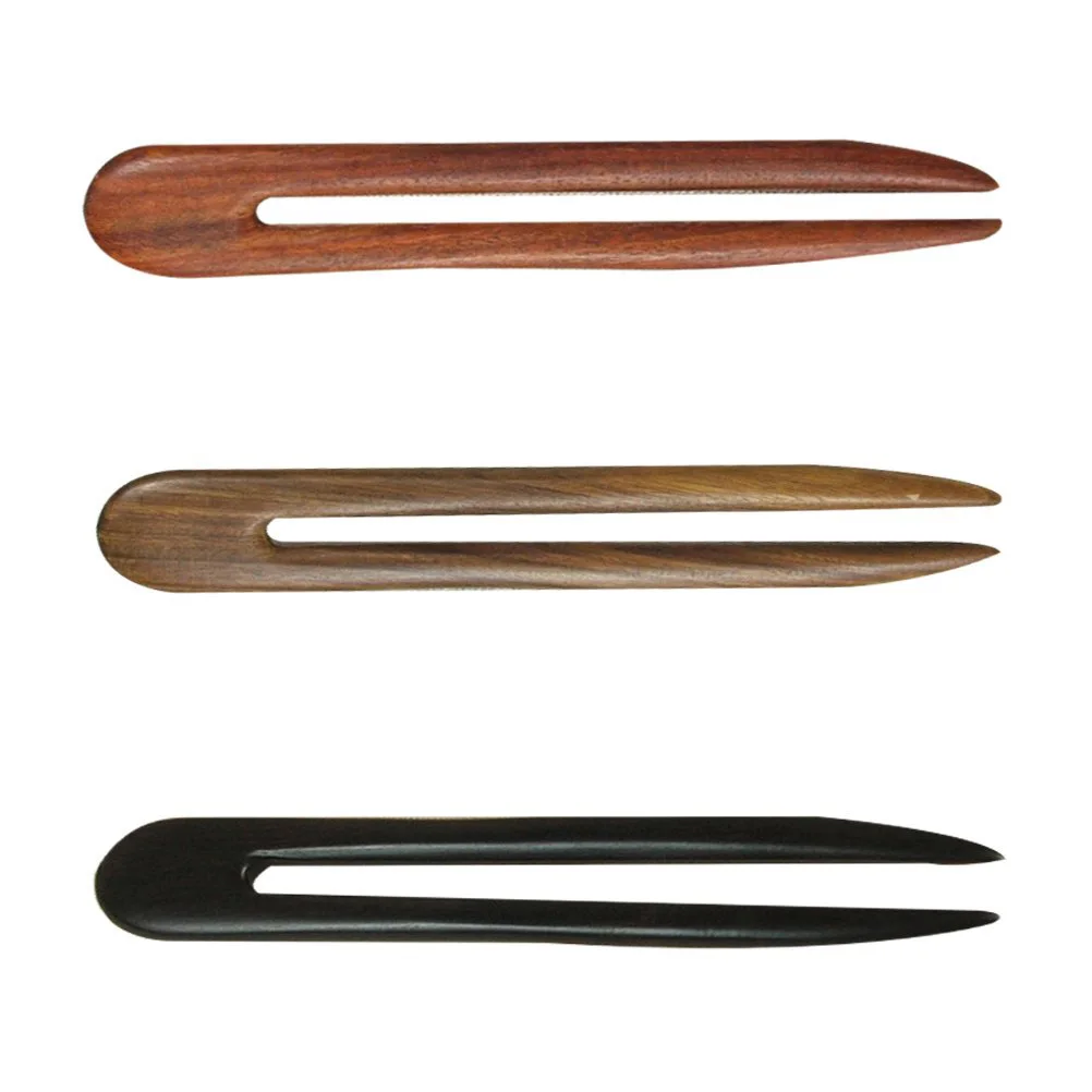 

3Pcs Vintage U Shape Hair Forks Retro Hairpins Elegant Design for Women Headwear Wooden Hair Forks Wooden Hairpins