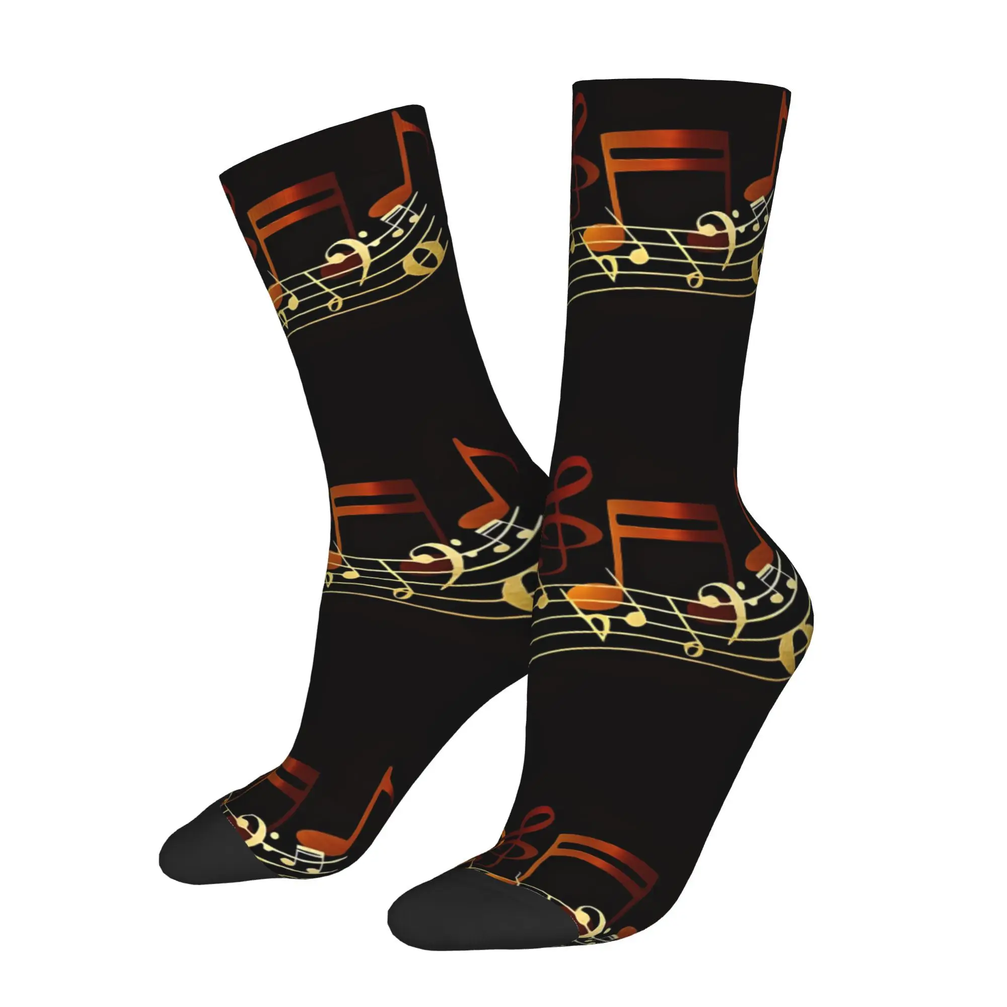Funny Sock for Men Music Notes Hip Hop Harajuku  Happy Breathable Pattern Printed Crew Sock Seamless Gift