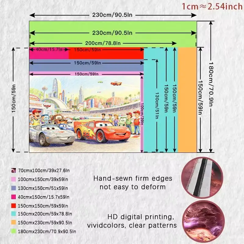 1PC 디즈니 픽사 자동차 라이트닝 맥퀸 & 친구들 레이스 태피스트리, 모던 폴리에스터 벽 예술, 어린이 방 장식, 소년 소녀 선물.