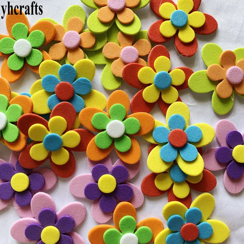 40-100PCS New 3D flower foam stickers Spring arts and crafts Kindergarten decoration Kids room decorative label wholesale