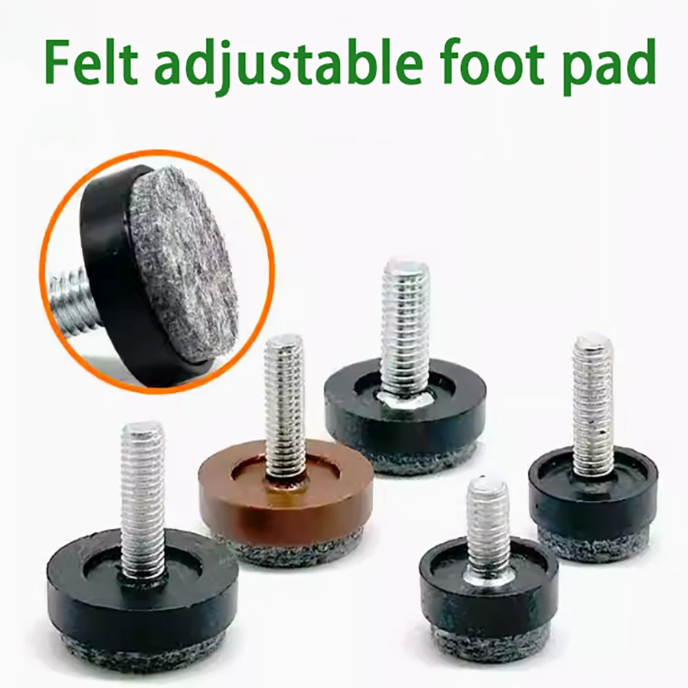 4/8/16Pcs Felt Nylon Adjustable Foot Pads Screws M6 M8 Table  Chair Balance Foot Pads Furniture Leg Anti Slip Protection