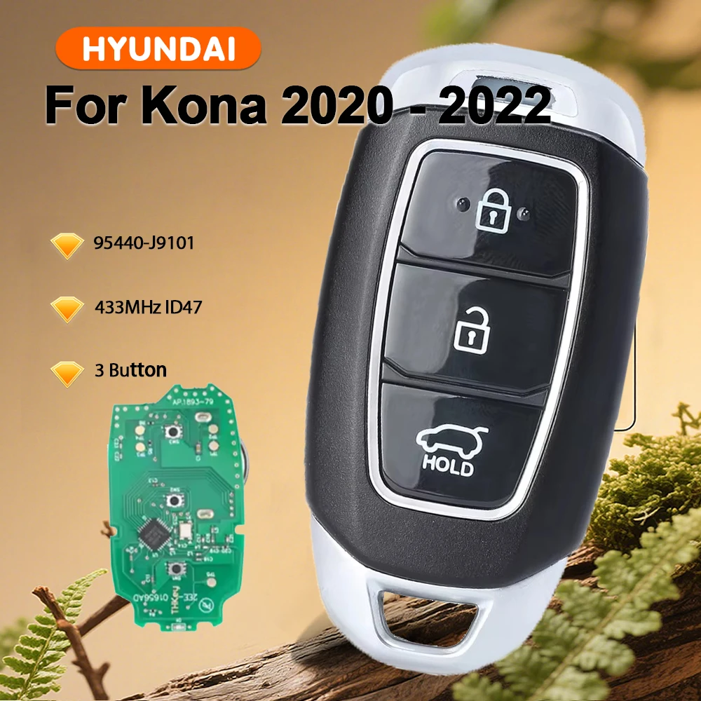 

KEYECU 95440-J9101 Умный бесключевой пульт-брелок 433 МГц ID47 с 3 кнопками для Hyundai Kona 2020 2021 2022