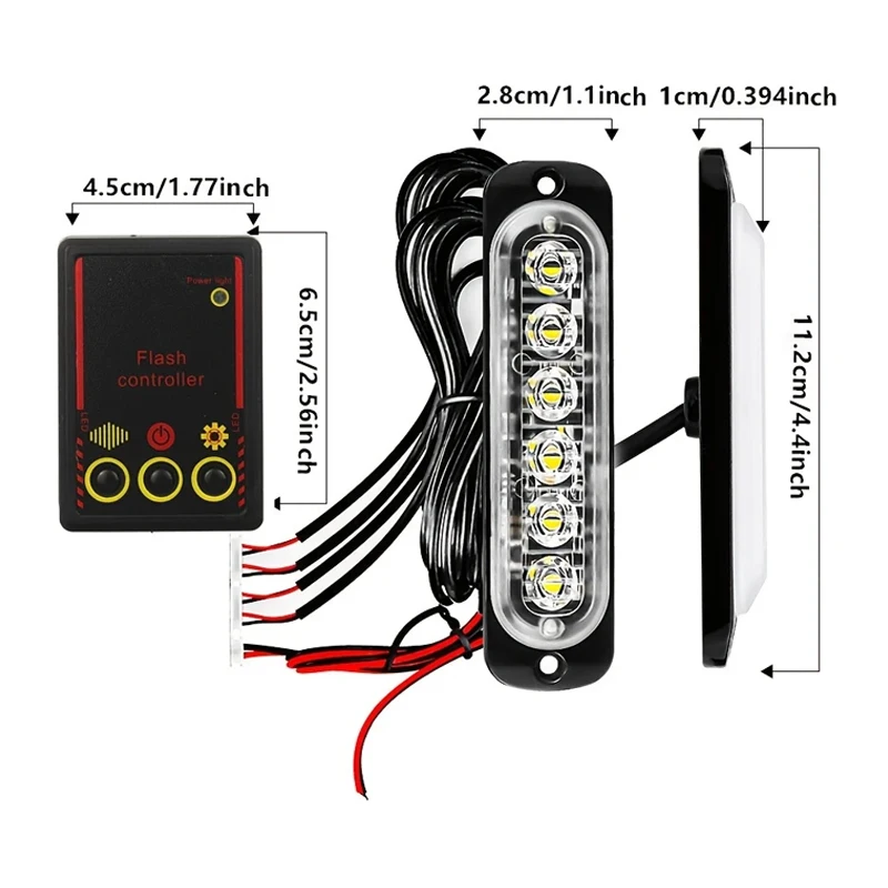 Éclairage de calandre avant de voiture LED 4 en 1, 12V 24V, feux d'avertissement stroboscopiques, balise Flash, Signal Flash, Stroboscope automatique
