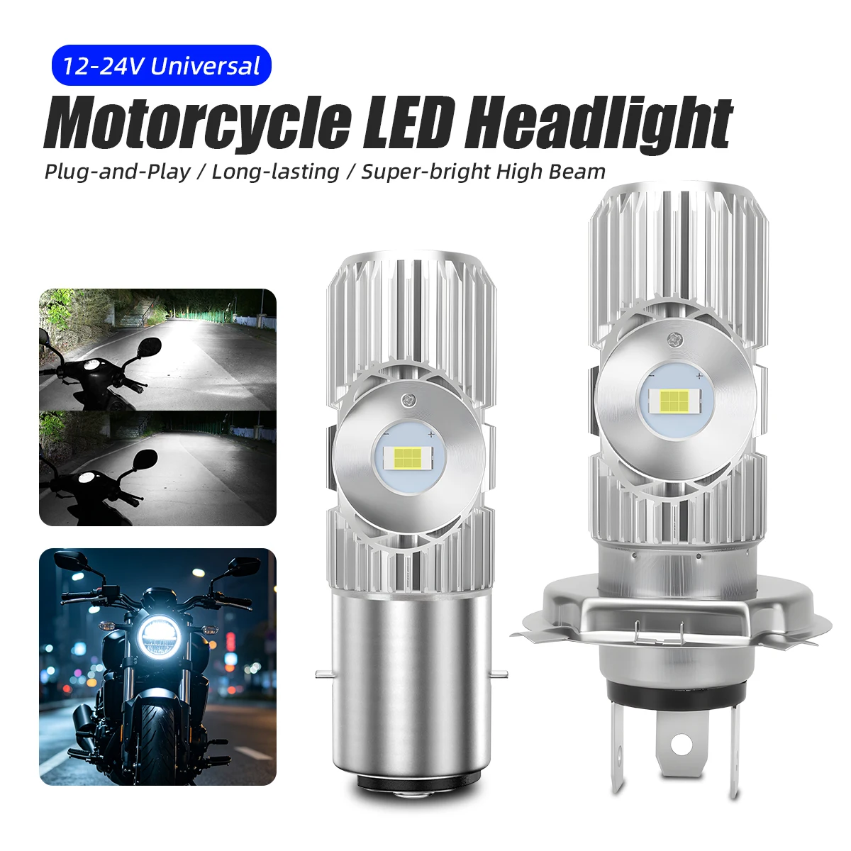 H6 H4 BA20D LED Bulb 3570 LED CSP 2SMD Super Bright White 6000K Headlight Bulbs 12-24V Universal Plug Play DRL Driving Lamp