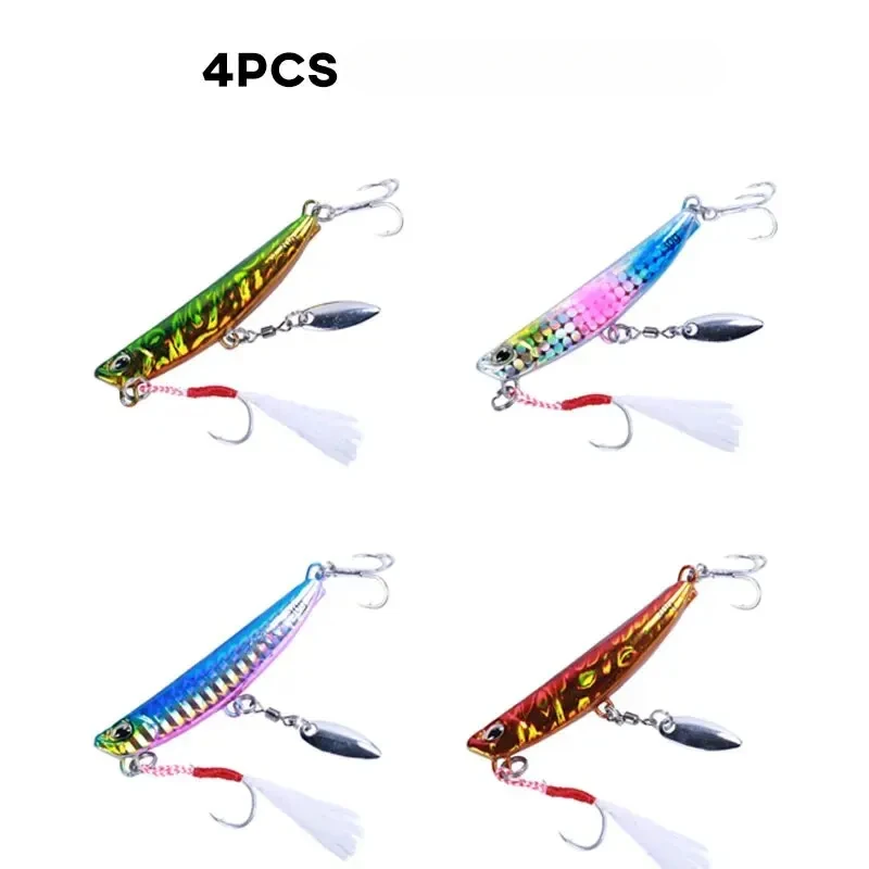 Spoon Fishing Lures 4pcs 15g 4.9cm Shore Casting Micro Jig Slow Artificial Hard Baits Spinnerbait For Bass Tuna Pesca