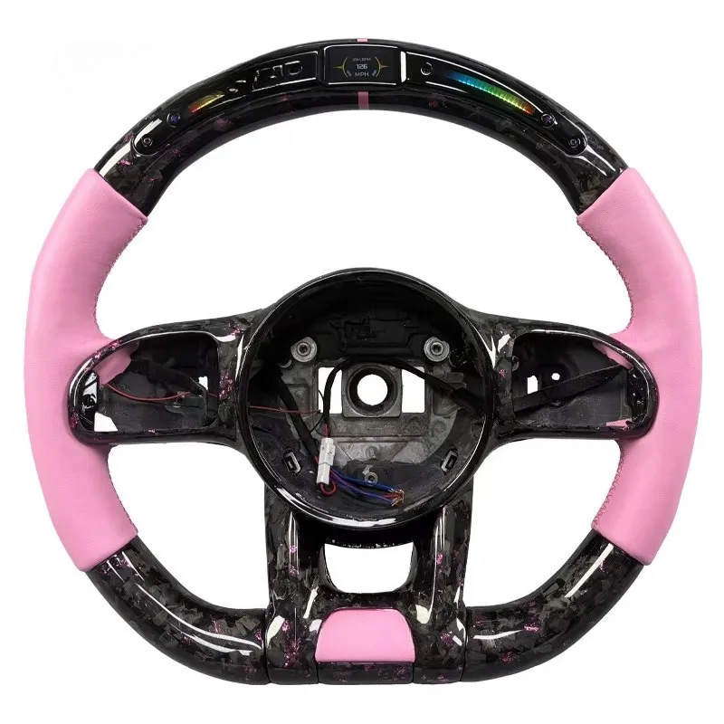 For Mercedes AMG G63 GT63 W204 W205 W290 C63 E63 S63 GTS GTR GLE63 Custom Smart LED pink Forged Carbon Fiber Steering Wheel