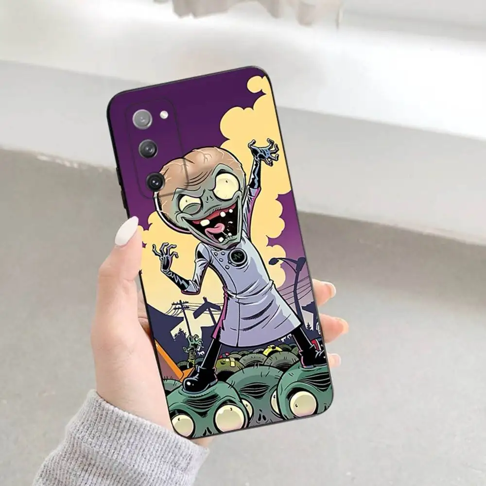 حافظة هاتف P-Plants vs Cool Z-Zombies لهاتف Samsung S 25,24,23,22,30,21,10,9,Ultra,Plus,Lite,FE,4,5G حافظة سوداء ناعمة