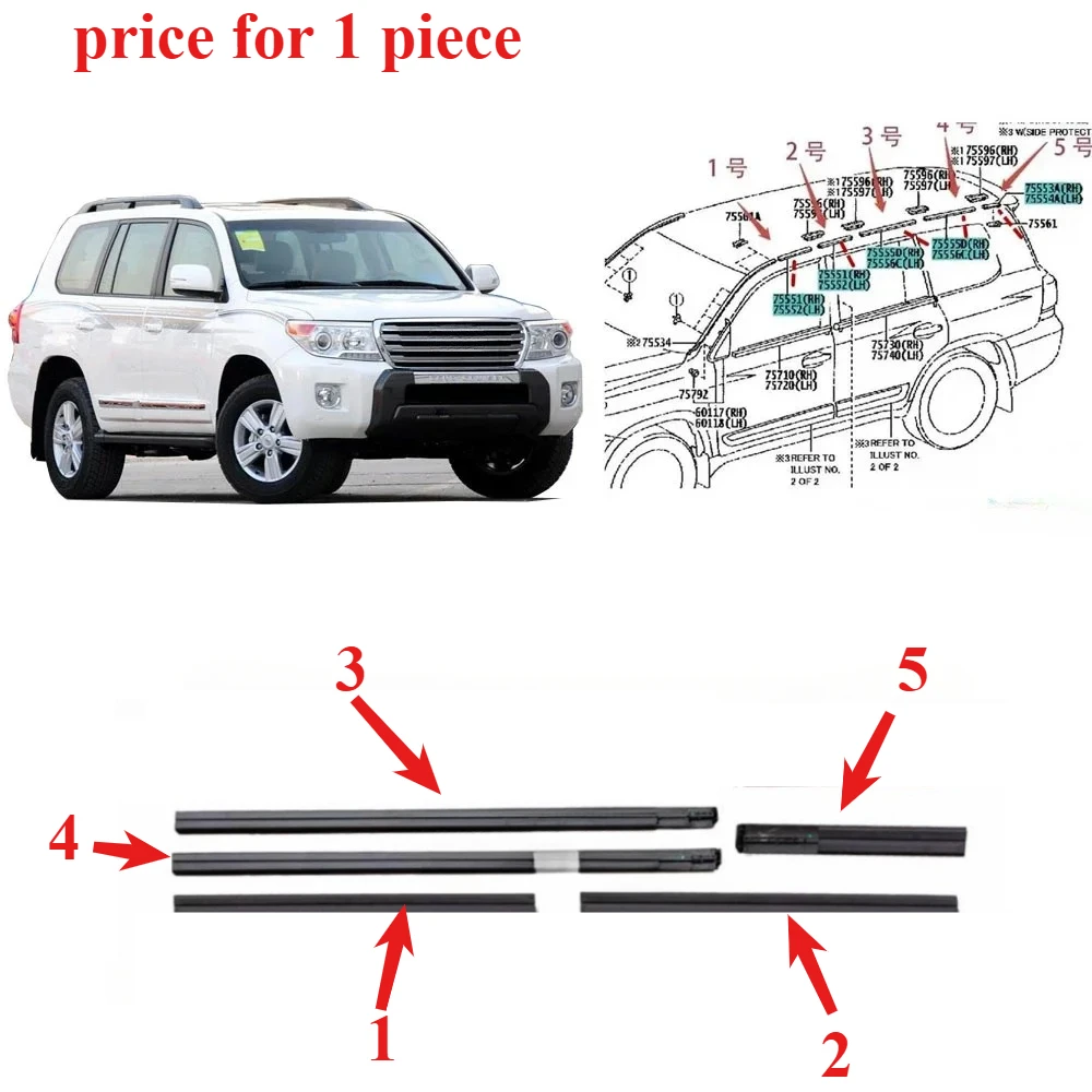 

1 Pcs Weatherstrips Belts Seal for Toyota Land Cruiser LC200 2007-2019 ROOF Rain Drop 75554-60040 for LX570 1 Car Use 10 Pcs