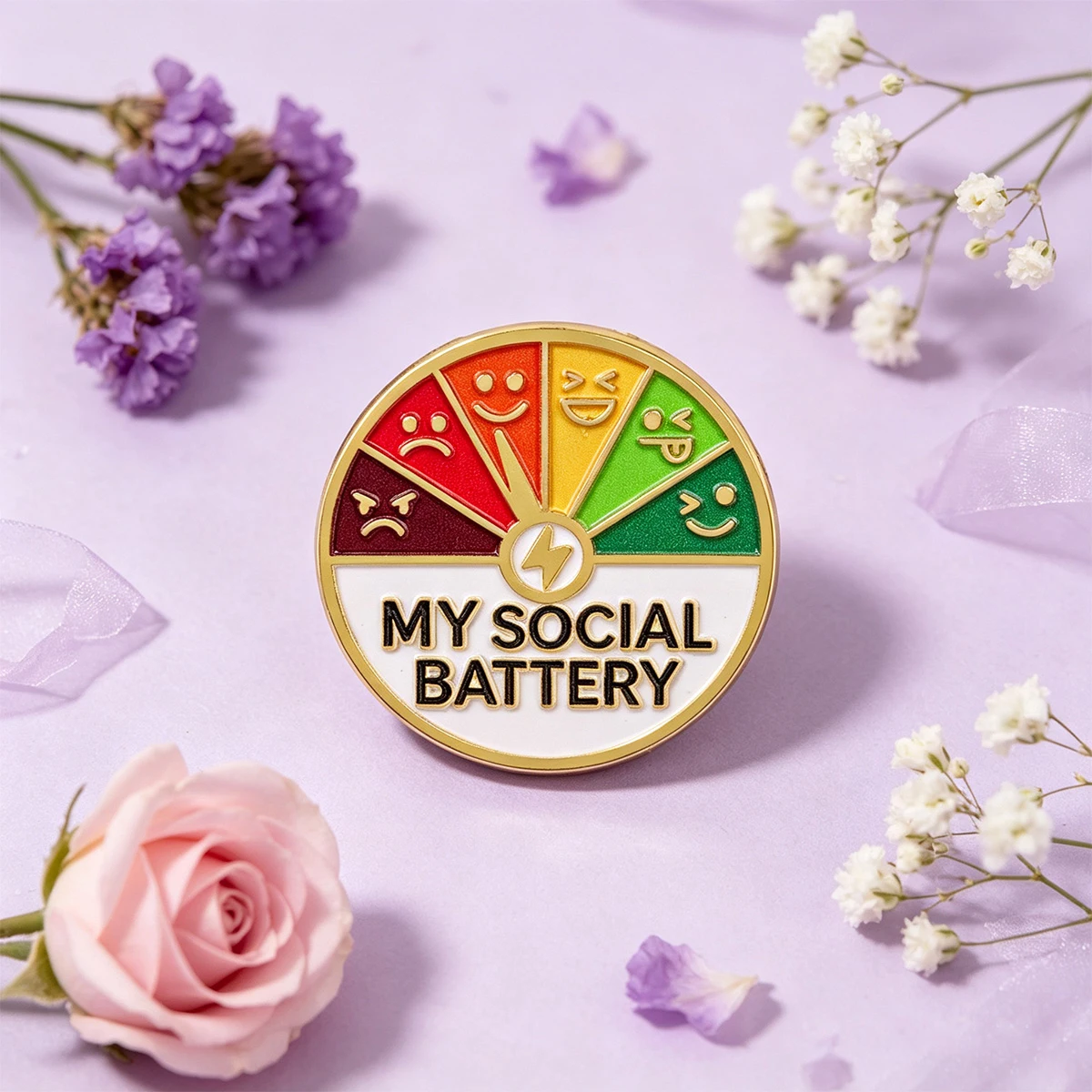 MY SOCIAL BATTERY Enamel Pin Quotes Brooch Lapel Pins Badge on Backpack Fashion Jewelry Clothing Accessories Friends Gifts