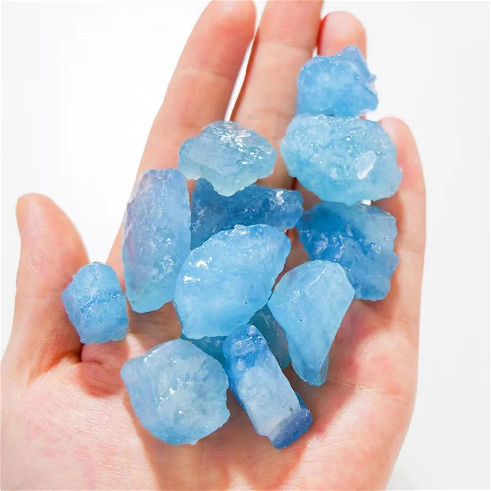 Natural Aquamarine Quartz  Gemstone Crystal Stone Mineral Specimen Hand-carved Materials for Jewellery Making Decoration