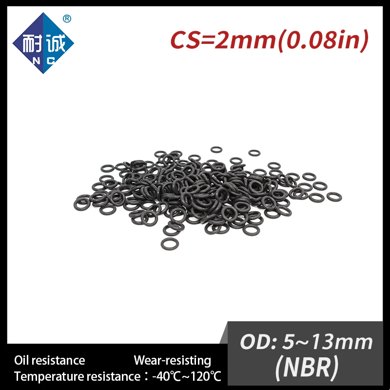 50 sztuk/partia gumy CS2mm czarny NBR uszczelniający O-Ring OD5/5.5/6/6.5/7/8/8.5/9/10/10.5/11/11.5/12/13*2mm O-Ring uszczelki pierścienie