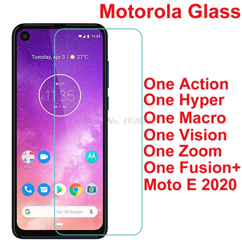 Tempered Glass For Motorola One Fusion Plus Hyper Macro Zoom Protective Film On Moto E 2020 Screen Protector