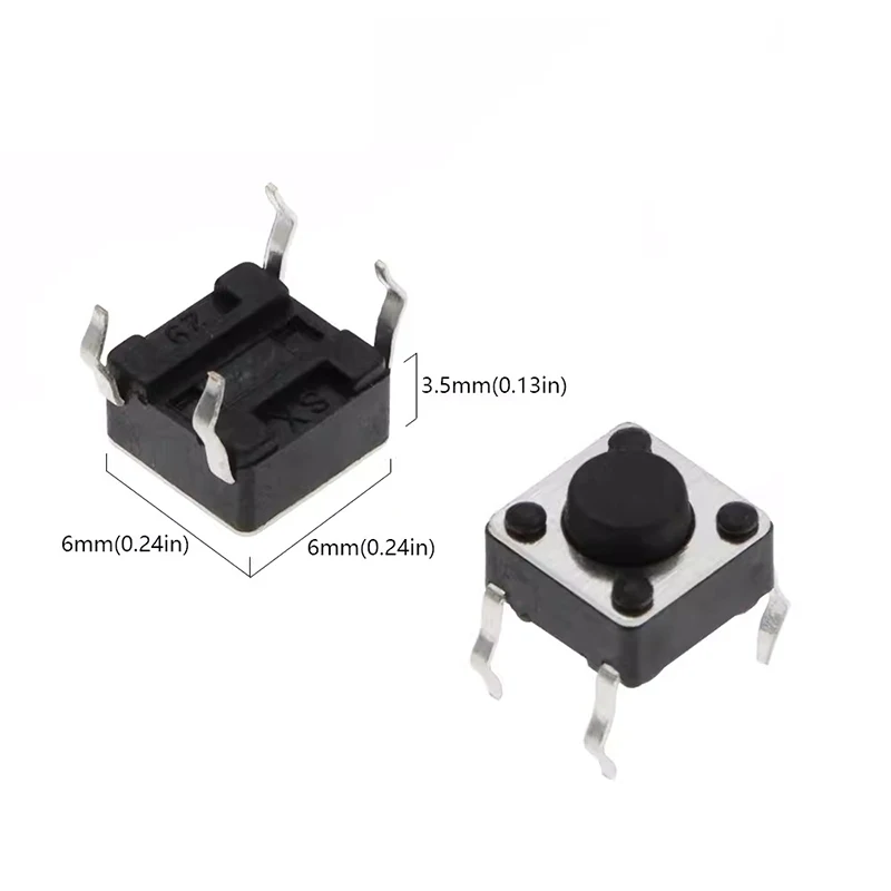 20PCS 4Pin 6*6 Micro Tact Push Button Switches DIP 6x6x4.3/5/6/7/8/9/10/11/12/13/14/15 MM 4.3mm 5mm 6mm 7mm 8mm 9mm 10mm 11mm