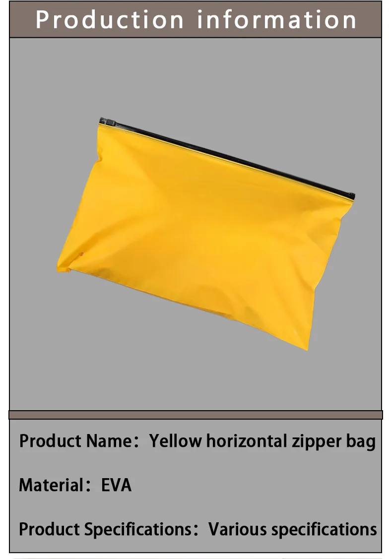 50 Stück gelbe horizontale matte Reißverschlusstaschen für Kleidungsverpackungen, unterstützt individuelles Logo – Detail 2
