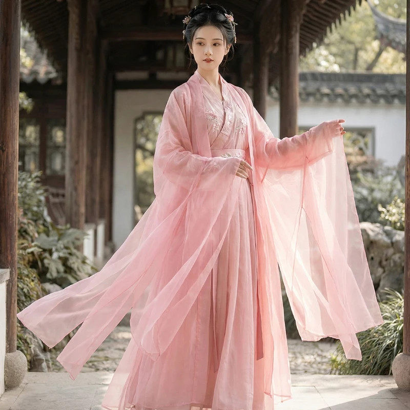 

Ancient Style Tulle Chiffon Hanfu Coat Fairy Hanfu Cardigan Classical Dance Gown Festival Stage Performance Cosplay Costume