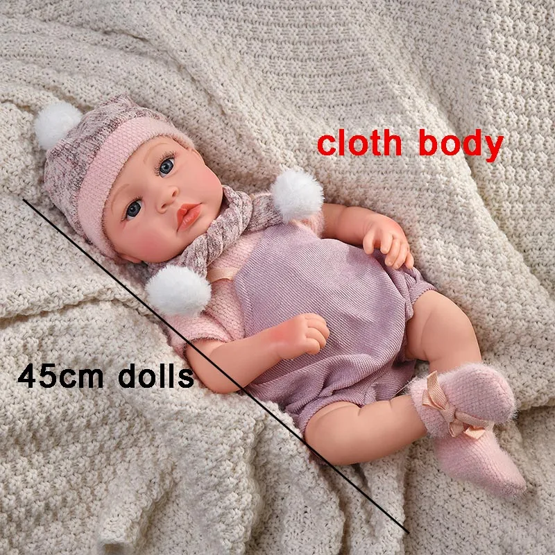 17.72인치 리본 베이비돌 (여아용) 실물 같은 부드러운 여자 아기 인형 45CM 천 몸체 리본 베이비돌 머리 없음 고품질 베베 인형