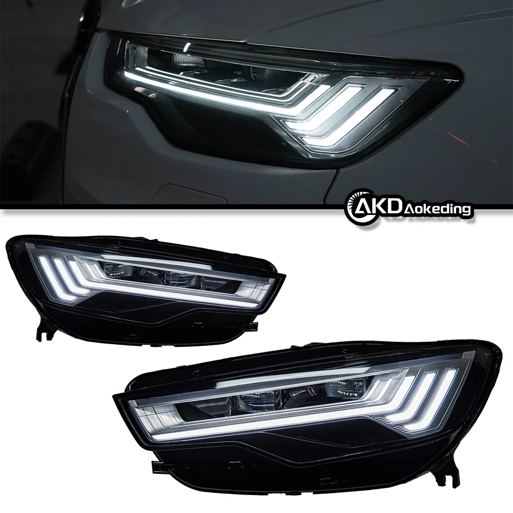 AKD Car Accessories Head Lamp for Audi A6 Headlights 2012-2015 Upgrade C8 Design LED Headlight DRL Dynamic Singal High Low Beam