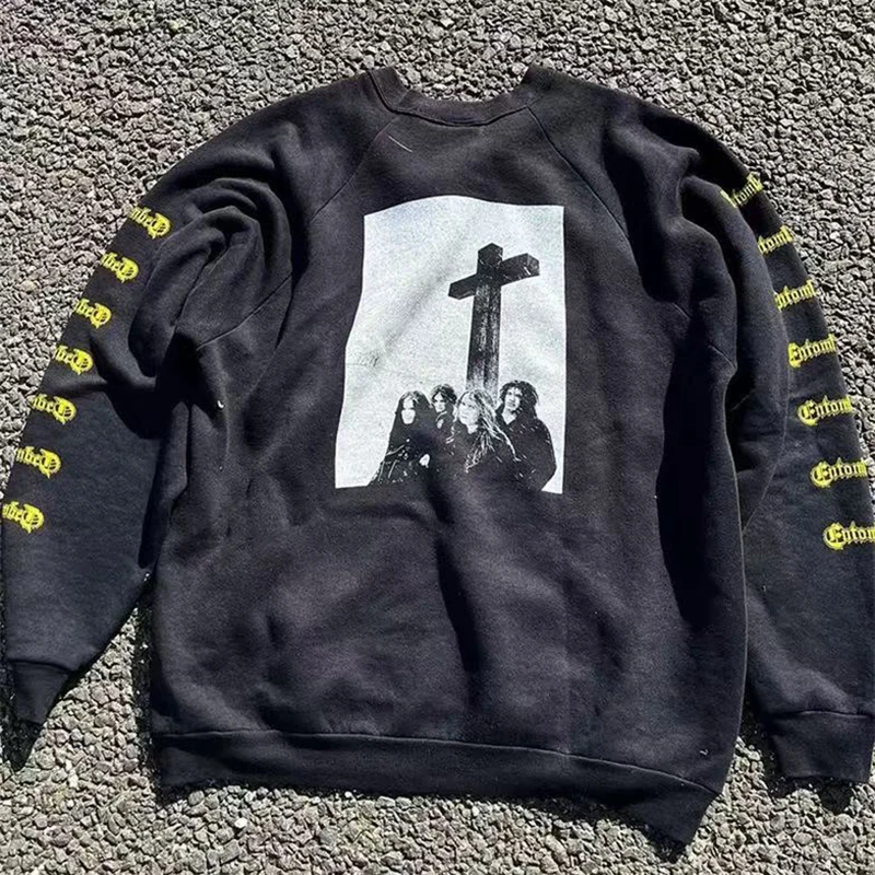 

Y2k Harajuku Streetwear Men and Women Long Sleeved Fashion New Cartoon Print Design Shirt Retro Hip Hop Trend Oversized T-Shirt