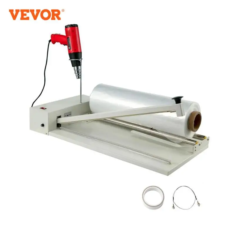 VEVOR 12 18 24 Inch Shrink Wrap Sealer Laminating Machine W/ Heat Gun 1800W Film Available Roll For PVC POF Film Books Toys Food