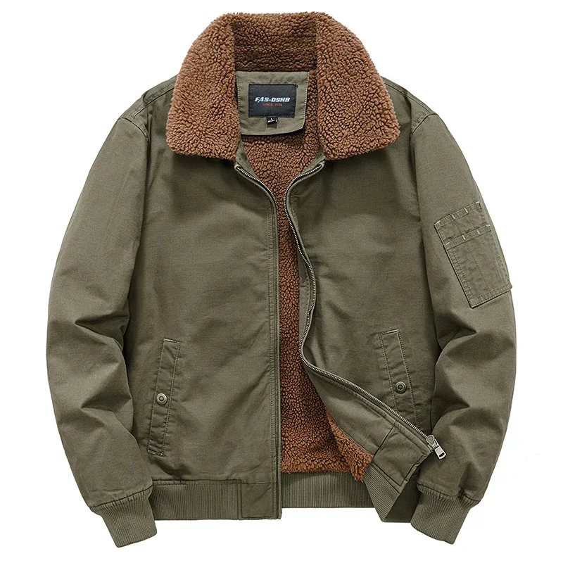 Men Washed Cotton Parkas Winter Thick Fleece Cargo New Jackets Men's Pure Cotton Coats Winter Thickened Velvet Male Clothes