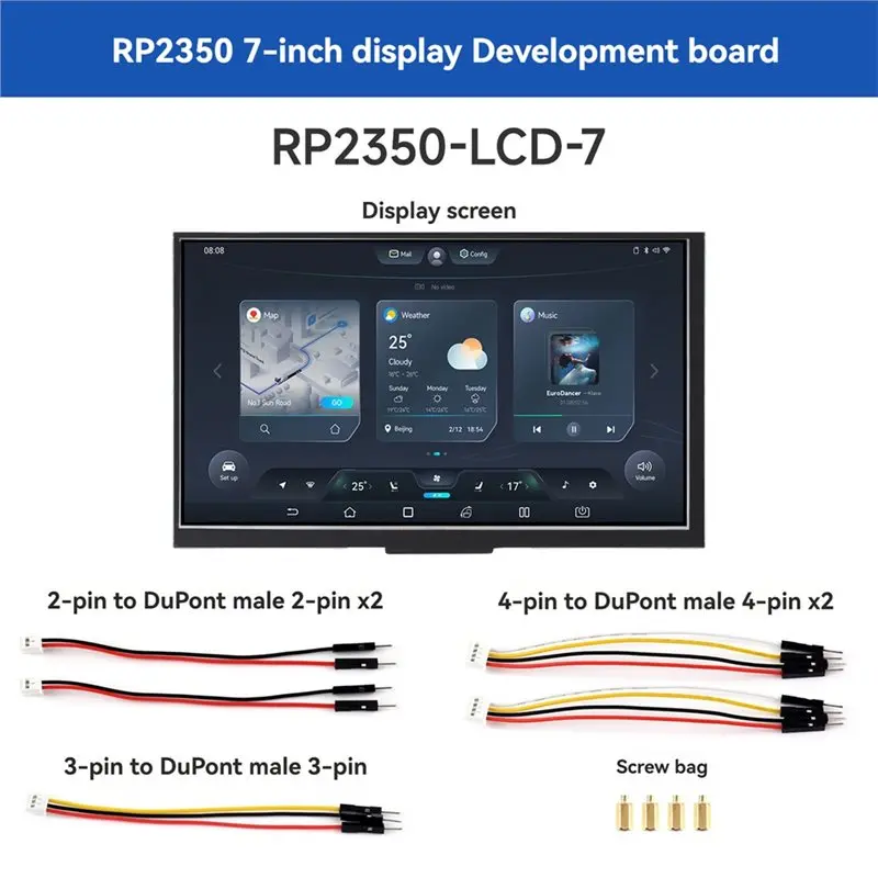B04B-RP2350 Development Board 7Inch LCD Display 800X480 Resolution 65K Color USB Type-C/CAN/RS485/I2C Support