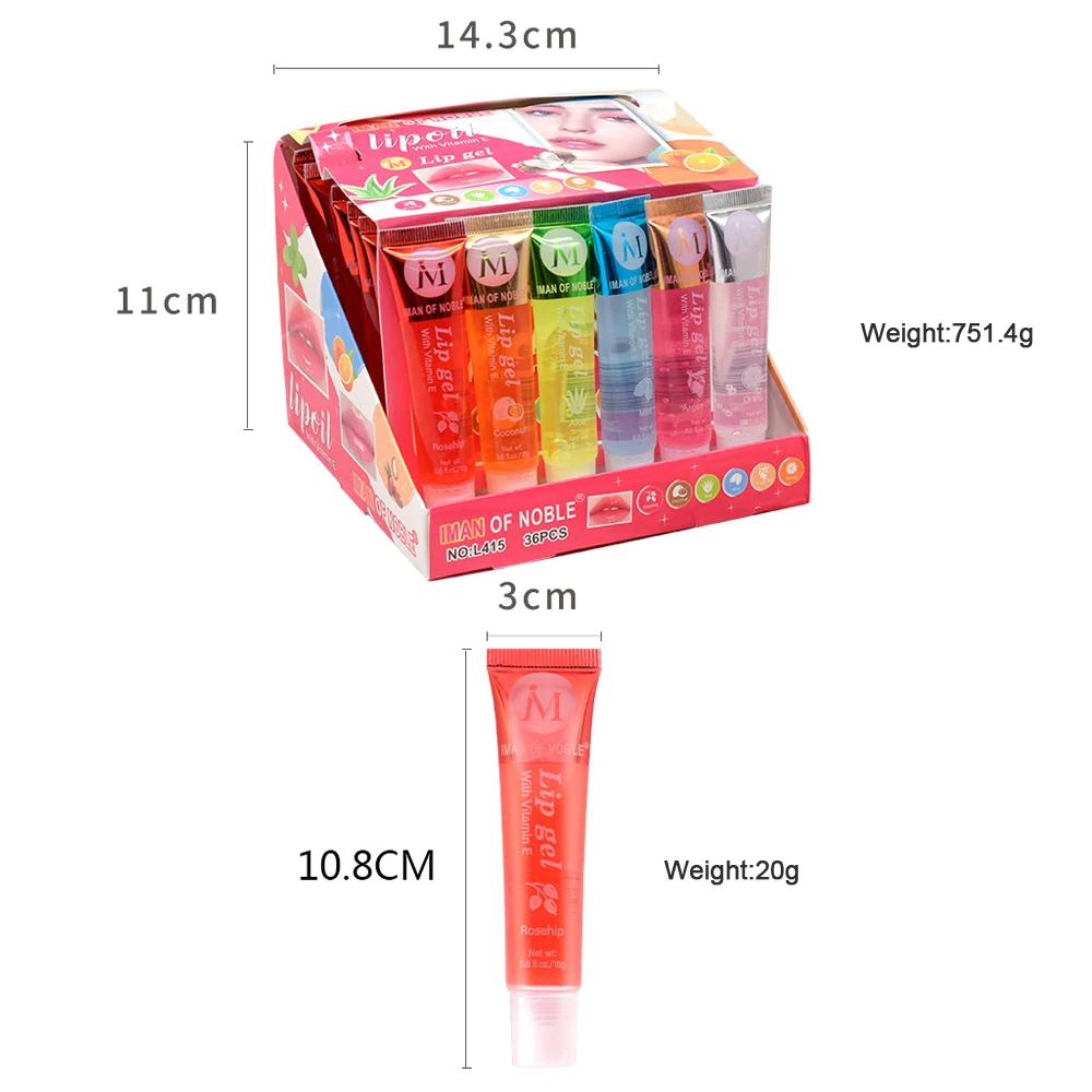 36Pcs Fruit Flavor Glossy Lip Oil Set Clear Hydrating Moisturizing Lip Gloss Women Lips Makeup Wholesale