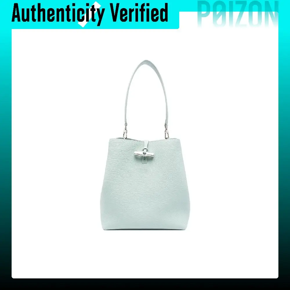 LONGCHAMP Le Roseau Cow Leather, Leather Handbag, Shoulder Bag Medium Women's Celadon 10281HFP282
