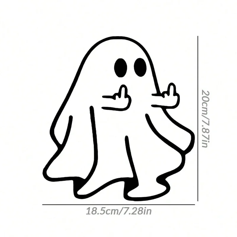 1PC Middle Finger Ghost Stickers Waterproof Vinyl Decals Auto Window Trunk Bumper Motorcycle Halloween Exterior Decor