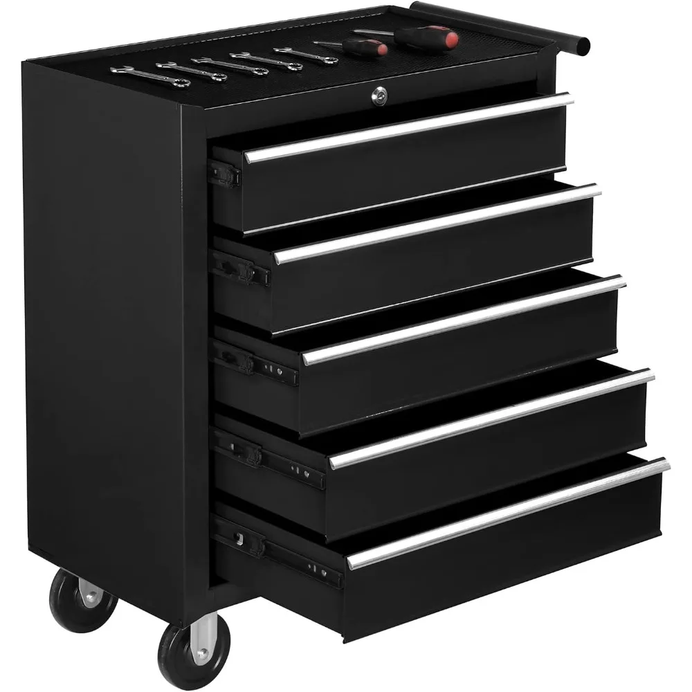 

Запираемый ящик для инструментов с 5 ящиками, органайзер для инструментов с колесами для гаража