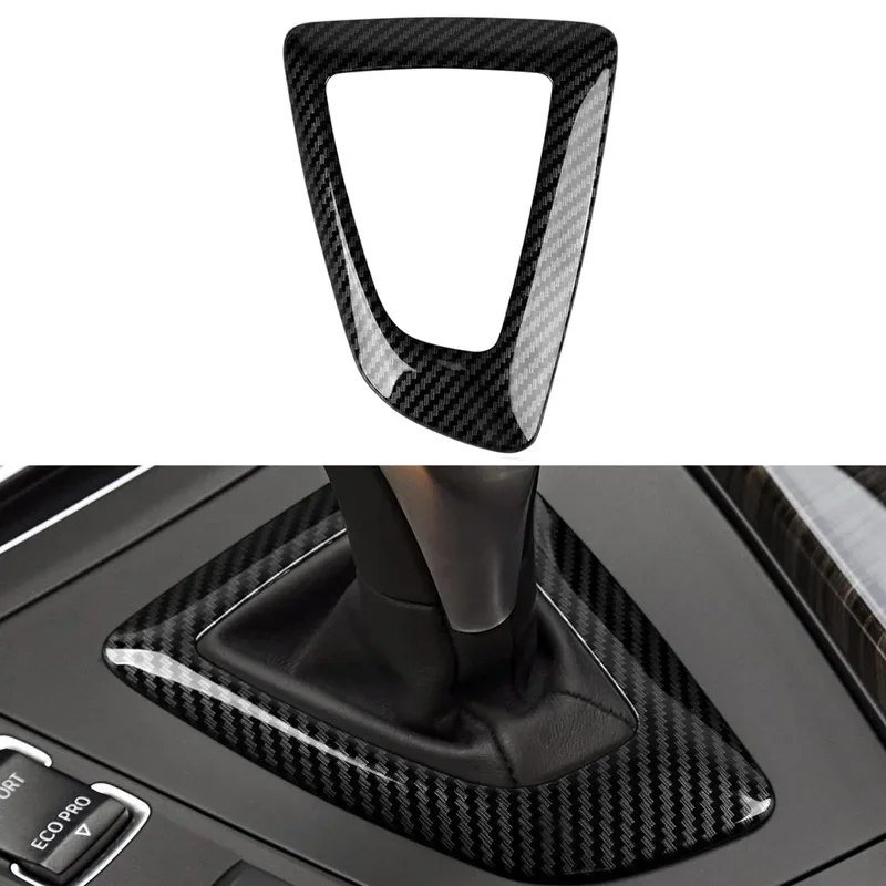 For BMW 1 2 3 4 Series F20 F21 F22 F23 F30 F31 GT F34 F35 Car Shift Frame Panel Carbon Fiber Style Gear Knob Cover Head Trim