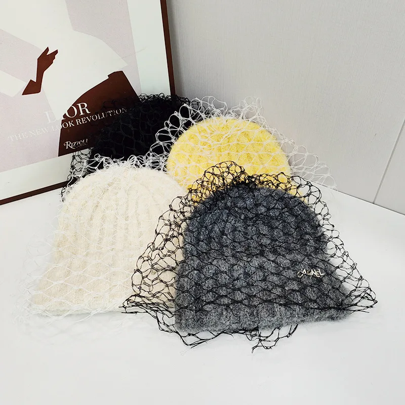 Hat Veil Women Winter Acrylic Knit Beanie Warm Accessory For Cold Weather Autumn Sports Skiing Outdoor Holiday