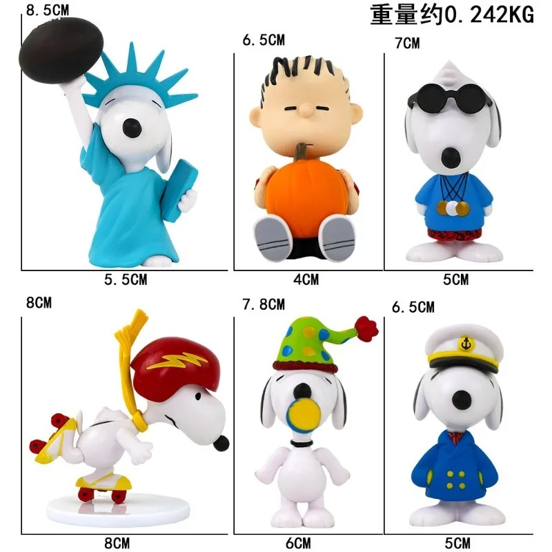 Novo concerto série snoopy 6 pçs japão dos desenhos animados amendoim mini figura modelo brinquedos decoração de mesa modelo presente aniversário presentes natal