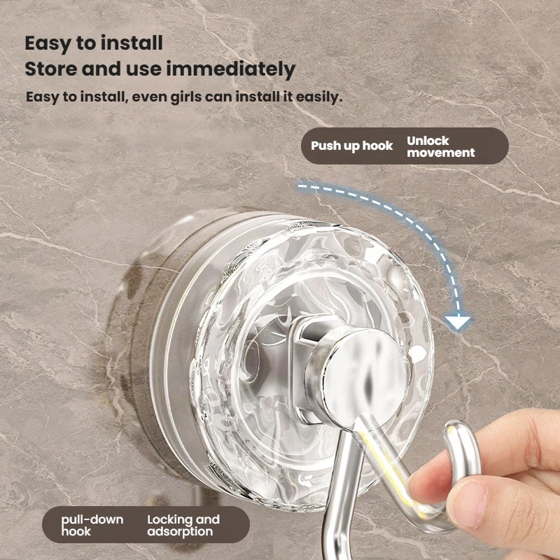 Retro Wavy Suction Cup Hooks No Drill Reusable Vacuum Wall Hooks Heavy Duty Bathroom Kitchen Door Hanging Organizer Storage Hook