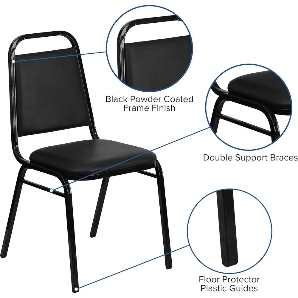 Trapezoidal Back Banquet Chair, Black Vinyl/Black Frame
