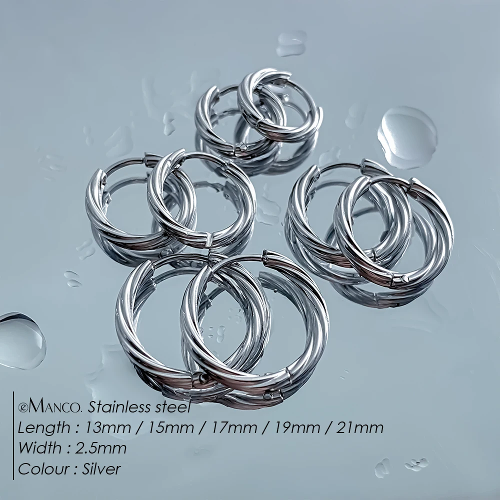 EMANCO Vintage Twisted Hoop Earrings for Women Gold Plated Stainless Steel Twist Ear Buckle Stackable Circle Hoops Party Jewelry image 2