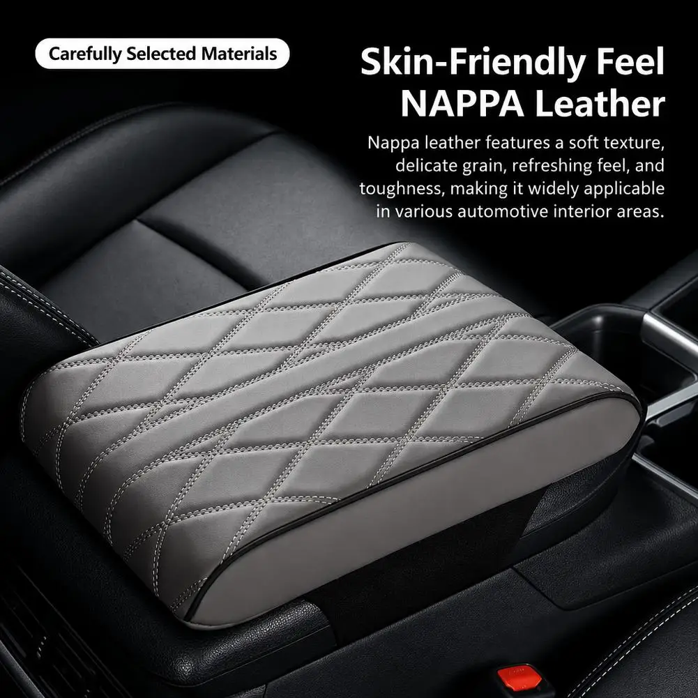 Car Memory Foam Armrest Mat Center Console Heightening Pad Leather Elbow Support Cushion Armrests Storage Box Protection Cover