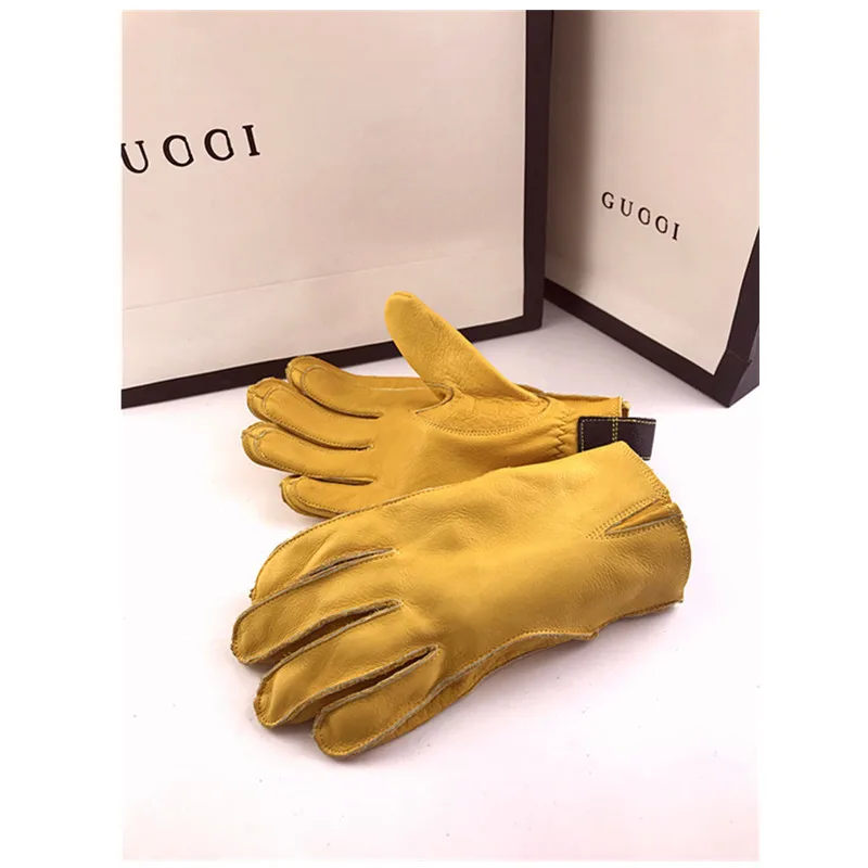 Men's Full-finger Motorcycle Off-road Riding Retro First-layer Cowhide Locomotive Leather Gloves