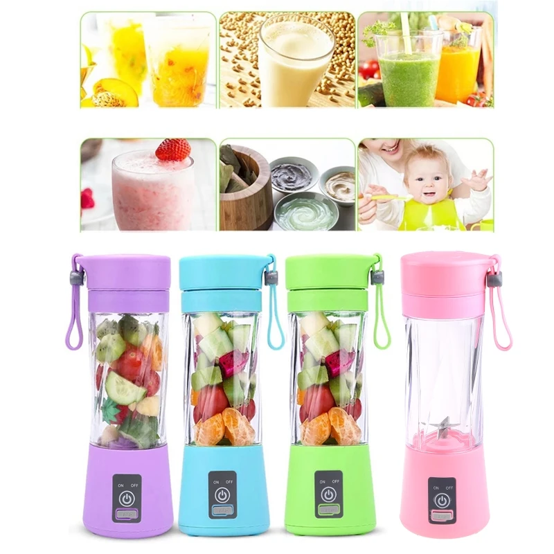 Máy xay sinh tố cầm tay Máy ép trái cây Máy xay sinh tố kích thước cá nhân để ép nước trái cây, 4 màu Dropship