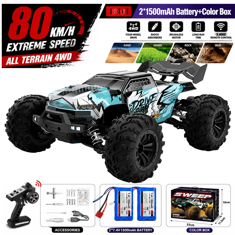 

1:16 50-80KM/H 4WD RC Car with LED Lights, High Speed Drift Monster Truck, Christmas & Thanksgiving Toy, Compatible with WLtoys