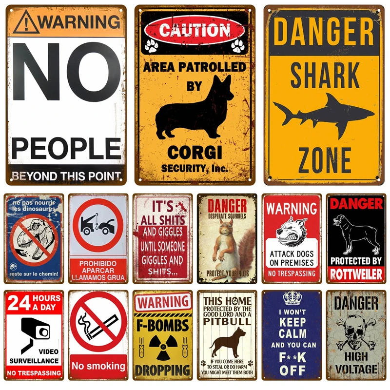 Осторожное предупреждение, металлический знак для знаков безопасности, опасность, остерегайтесь, жестяная табличка, домашний декор для стен, винтажная табличка, домашний художественный живопись, постер