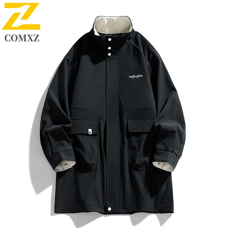 

2025 Charge Jacket Men Fashionable Versatile Comfortable Breathable Medium To Long Windbreaker Outdoor Casual Loose Zipper Coat