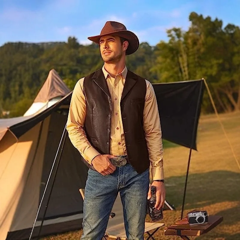 

2025Осенне-зимний новый кожаный однобортный жилет Vestpu