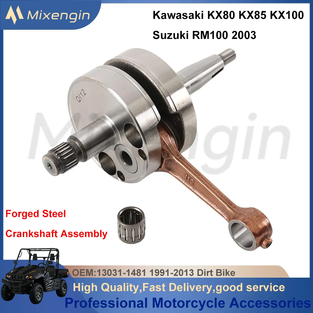 Crankshaft Assembly For Kawasaki KX80 91-00 KX85 01-05 KX100 95-13 Suzuki RM100 2003 13031-1481 Connecting Rod Shaft Bearing