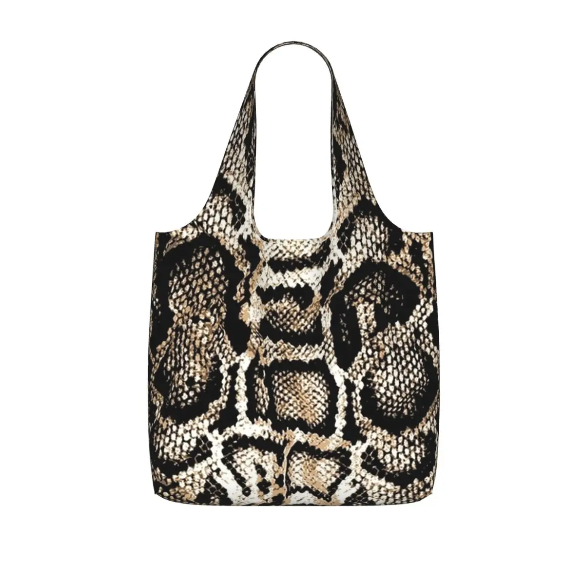 Snake Skin Shopping Tote Bag Canvas Large Capacity Shoulder Bags Shopper Grocery Handbag for Women