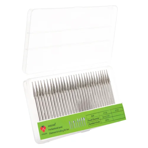 30Pcs 3mm Tapered Point Diamond Grinding Bit 1/8