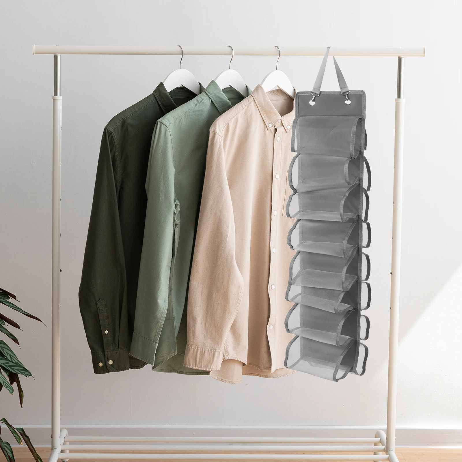 

16 Compartments Yoga Pants Hanging Bag Gray Gym Clothes ganizer T Shirt Holder Closet Shoe Storage Wall Hanging Basket Door